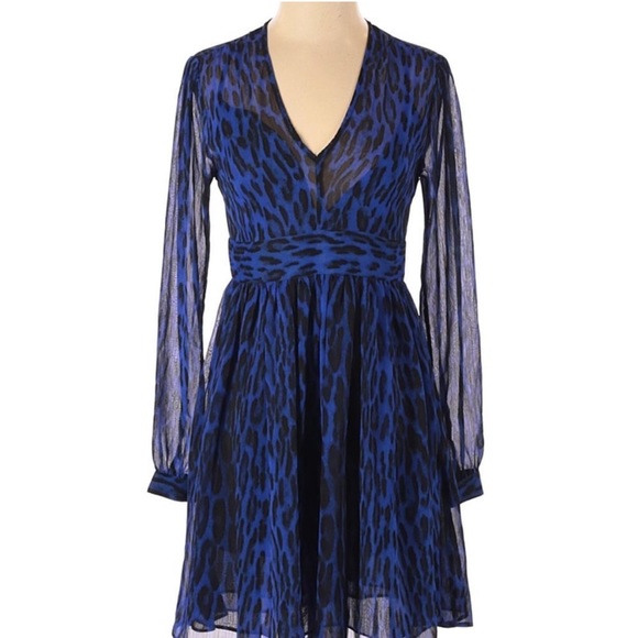 0178 MICHAEL Michael KORS Leopard Print Georgette Dress sz 8 - Picture 4 of 8